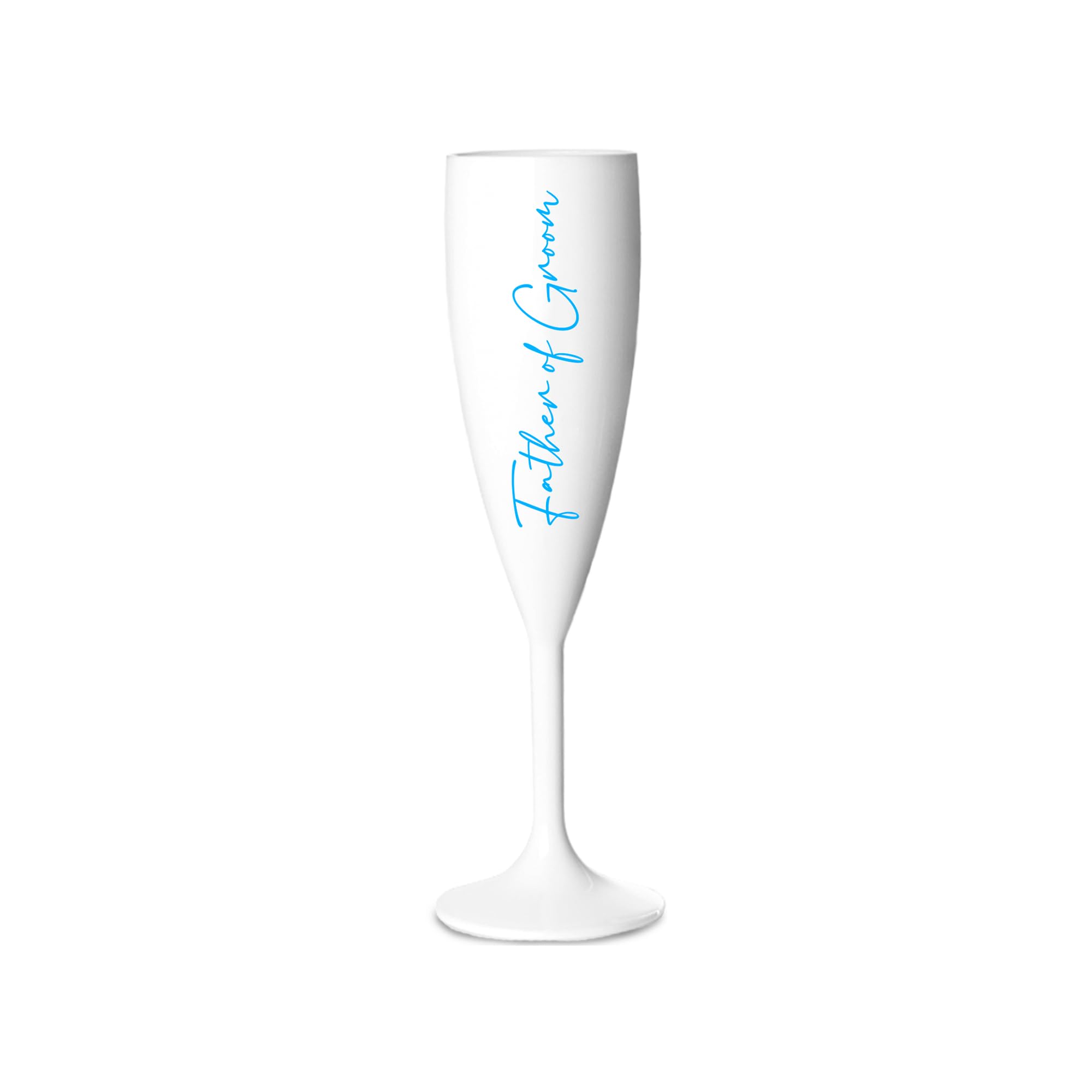 Print Maniacs Champagne Premium White Flute Glass Bride Groom Mr Mrs Wedding Maid Honour Wine Cocktail Prosecco Celebrations Gift (Baby Blue, Father of Groom)