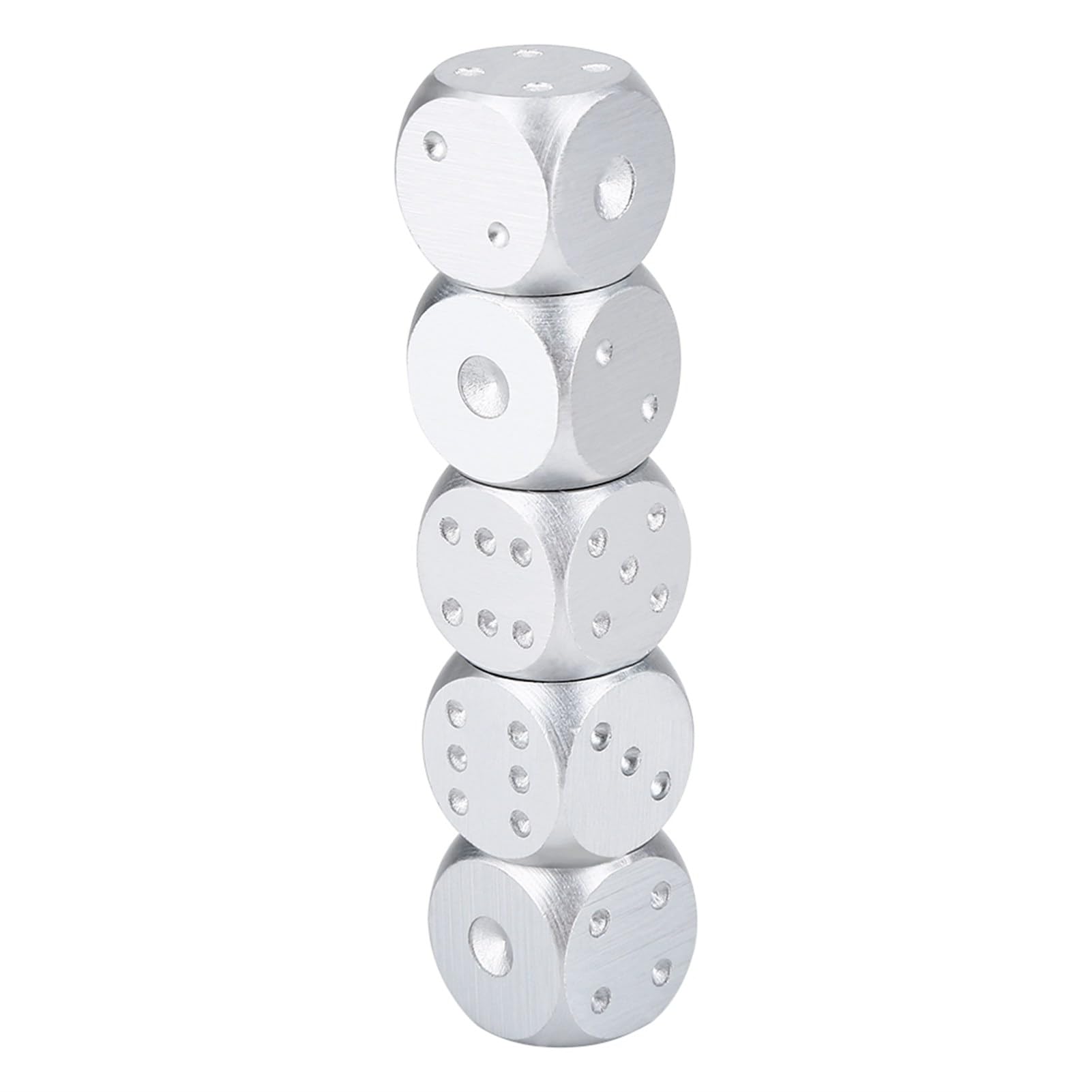 Verarbeitetes Tischspiel-Würfelset aus Aluminiumlegierung mit Aufbewahrungsbox, 5 DND D&D-Würfel – Ideal für Familienspiele, Silberfarbene Quadratische Box (Rechteckig)