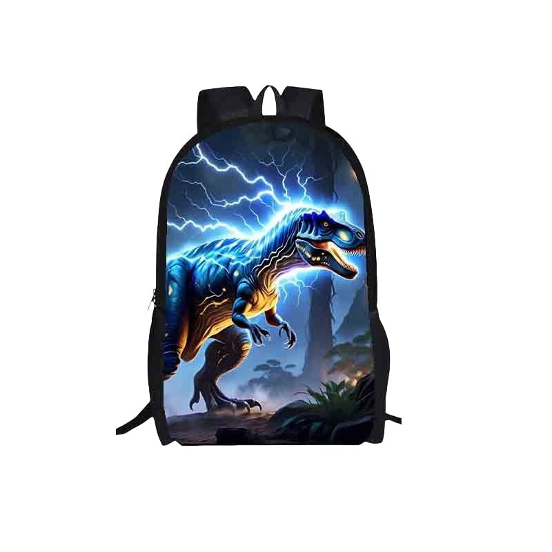 Dinosaur Print Backpack, 17-inch, Lightweight 0.77lb,Dinosaur patterns with Lightning Design (Color No. 5)