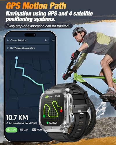 Military Smart Watches for Men - 1.83" GPS Smartwatch with Flashlight, Heart Rate, Sp02, Sleep Monitor, Bluetooth Call, Fitness Tracker for Android Phones & iPhone,Outdoor Sports Watches,Silver