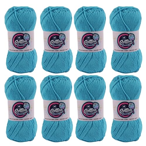 Image of NESTNHAVEN Cotton Candy 100% Cotton Yarn - (100g, 185 Meters) - Luxury Yarn for Crochet, Amigurumi, Embroidery, Toys, Garments, Flowers and Hobby, Projects. (Sky Blue) | (800 Gm)