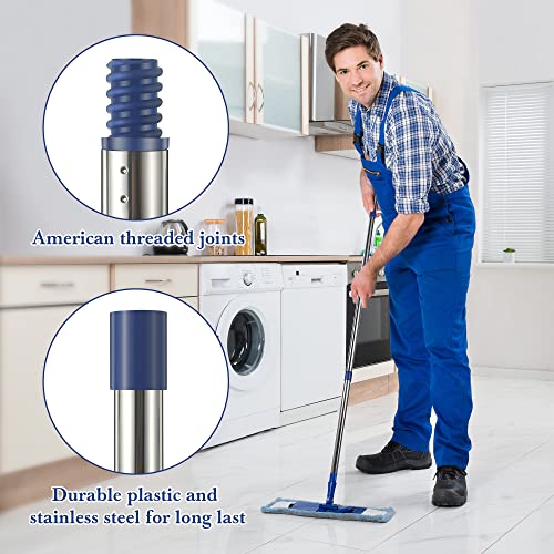 Dreyoo Spin Mop Replacement Handle, 4 Section 32 Inch To 56 Inch Stainless Steel Mop Replacement Head Handle For Easywring Spin Mop Microfiber Cloth Mop Triangle Spin Mop For Floor Cleaning (Blue) #TOP2