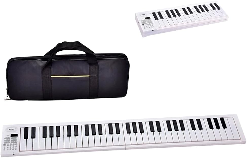 Electronic Piano, 61 Keys, Foldable, 61 Keys, Rechargeable, White, Keyboard, Digital Piano