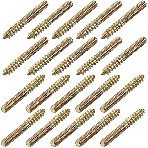 20pcs Hanger Bolt Double Headed Bolt Self-Tapping Screw M4 M6 Thread Dual End Length for Furniture (M4x25mm) Cover