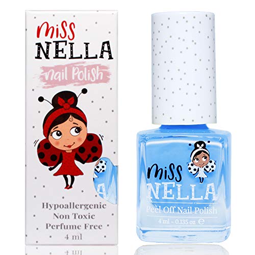 Miss Nella BLUE BELL- Special Glitter, light blue, Nail Polish for Kids, with Wash-off, Water Based & Odour Free Formula