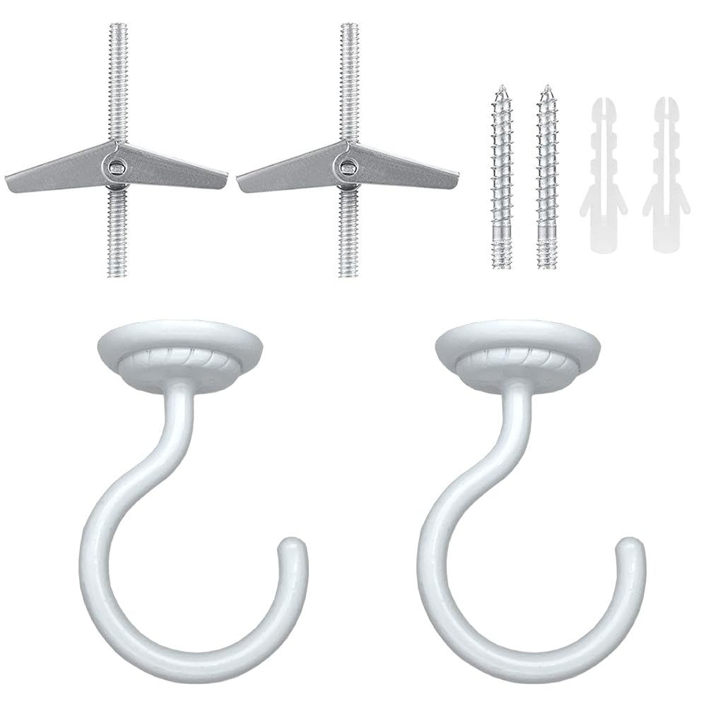 Heavy Duty Swag Ceiling Hooks - 4 Sets With Hardware, For Hanging Plants, Lights, Chimes