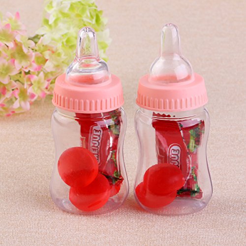 NUOLUX Baby Bottle Mini Candy Bottle for Showers Parties Birthday 12pcs (Pink)