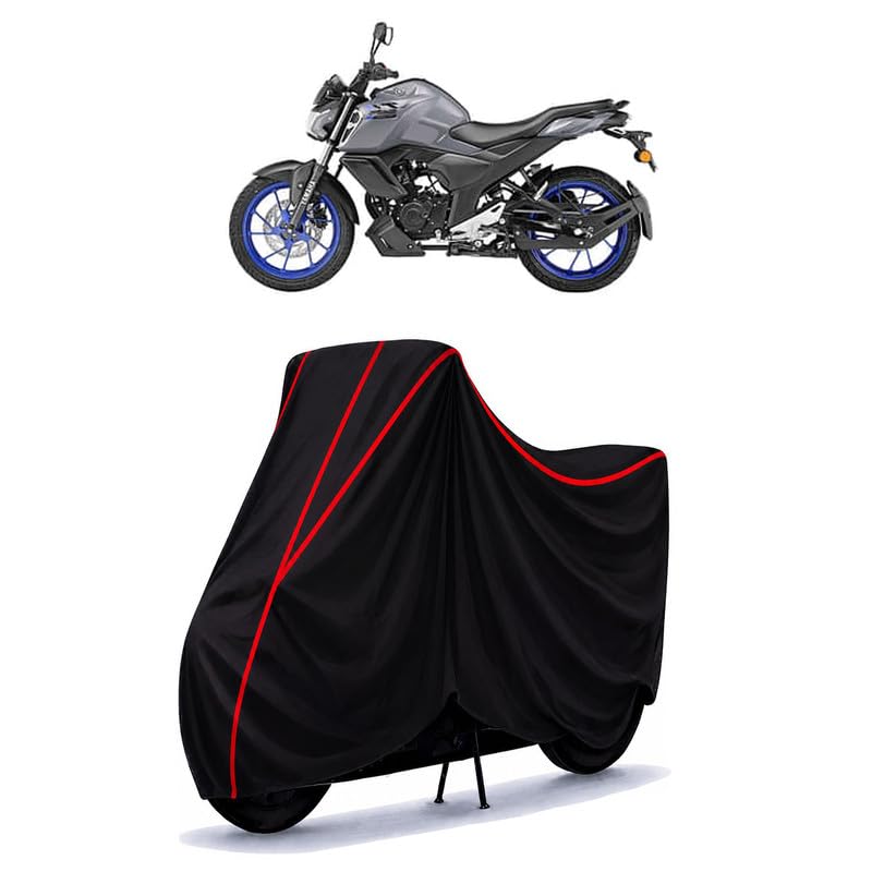Image of FZS-FI BS6 Water Resistant Bike Cover for All Motorcycles & Rain | Heavy Duty Taffeta Fabric | UV Protection, Dustproof, Scratchproof | All Weather Two Wheeler Cover with Elastic Bottom