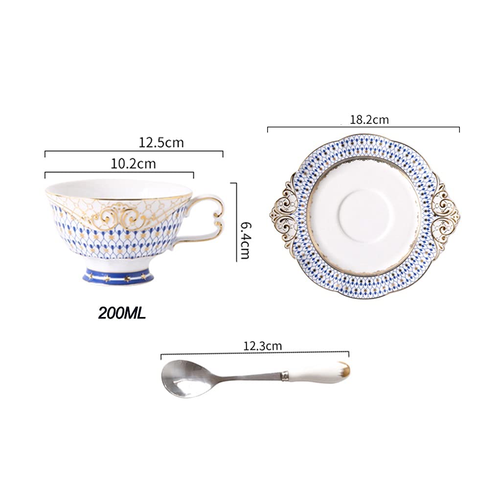Teetassen und Untertasse Sets 6.8 oz porzellantasse vintage Premium-Qualität Bone China Handgemachte Goldene Felgen-Teetasse für Latte, Kaffee, Tee Becher Geschenk-Set für Männer Frauen-Dad-Mutter