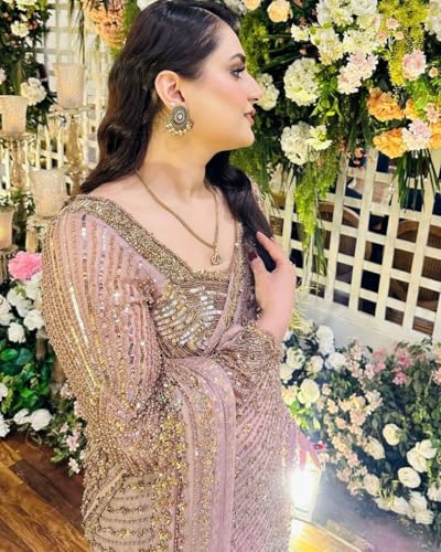 Image of Women Butterfly Net Saree with Sequins Embellished Work and Designer Unstitched Blouse and Premium Saree