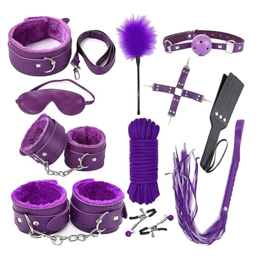 1 juego de accesorios de rol de cuero morado para fiestas navideñas
