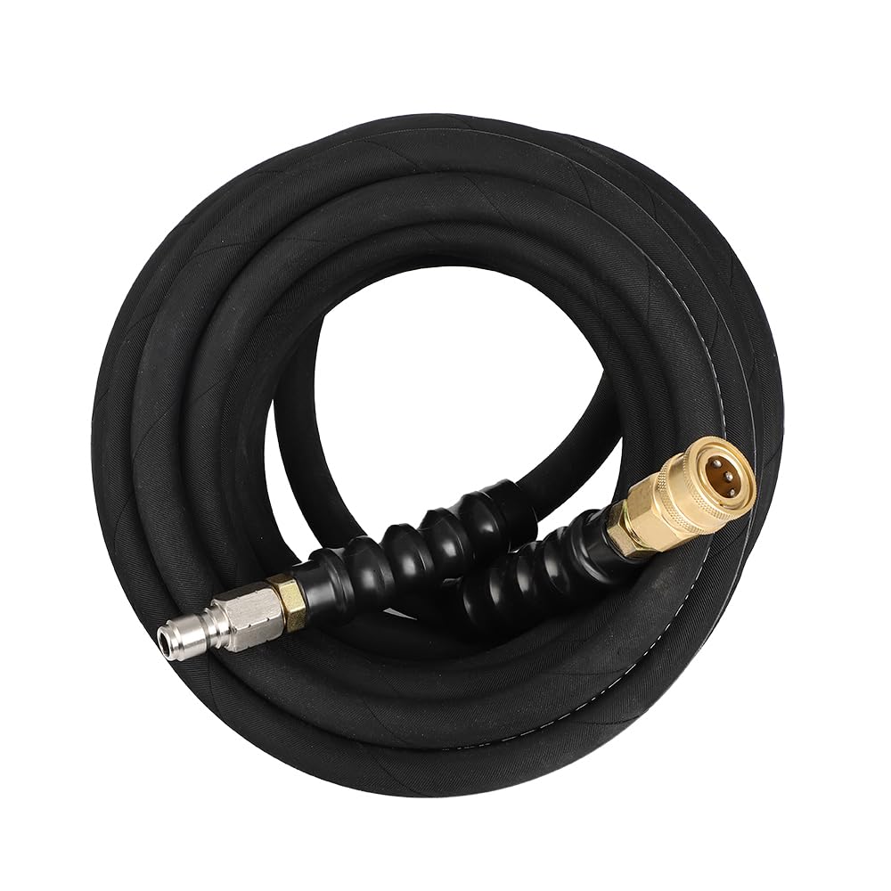 SCITOO 25ft Pressure Washer Hose 4800 PSI 1/4 Inch Kink Free With Couplers Replacement Hybrid Flexible Outdoor Hose for Electric or Gas Power Washer