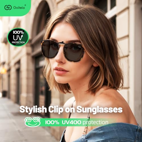 Goiteia Polarized Clip on Sunglasses over Prescription Glasses Women Men-Frame Design for Hide Glasses-Flip Up-UV400 Protection3
