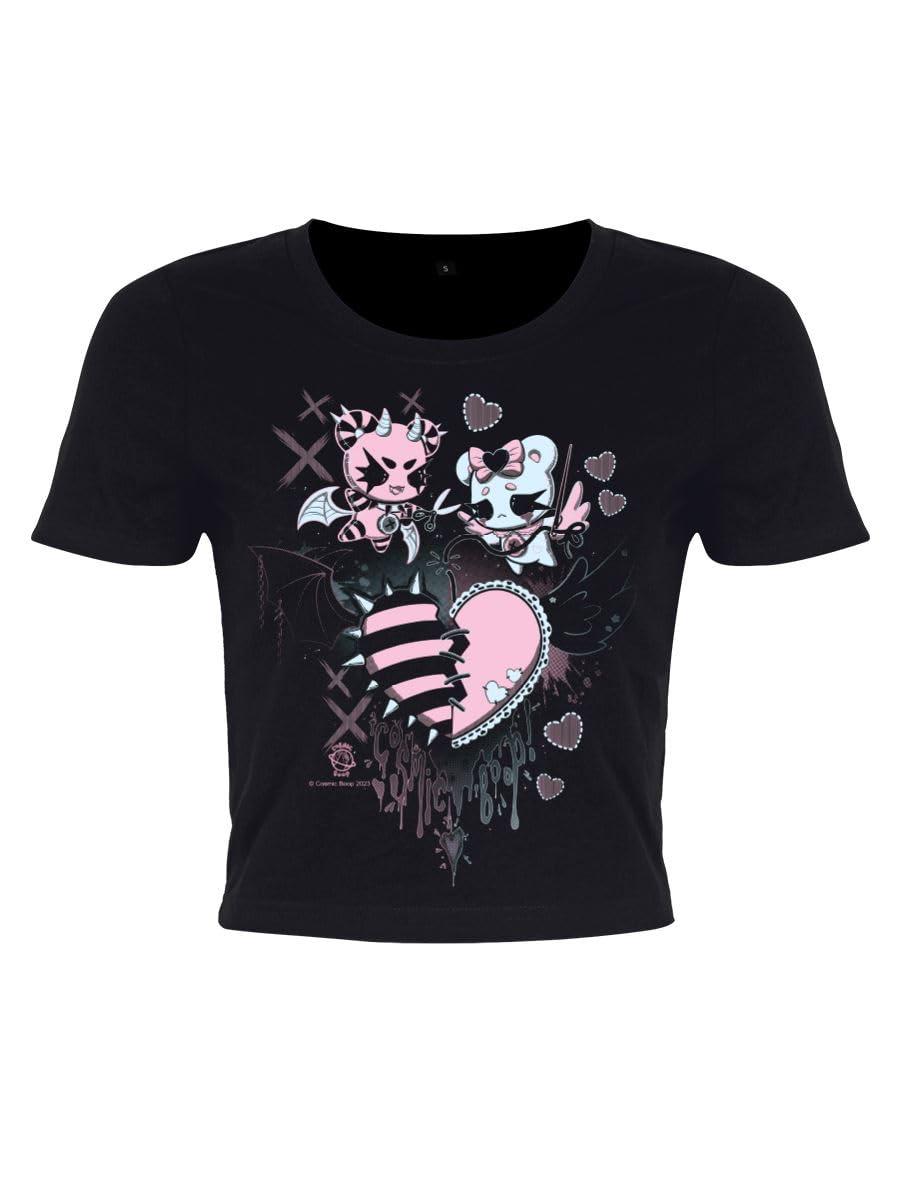 Grindstore Men's Black Cosmic Boop Two Aesthetics Crop Top