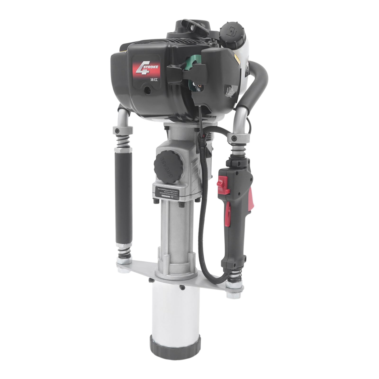 Gasoline Powered Pile Driver, Handheld Professional Pile Driver, 37.7cc Four-Stroke Portable Hand Pull Start Pile Driver Engine with 27.47oz Fuel Tank, Heat-Dissipation Holes, Damping Spring