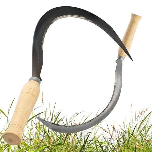 BEGRIS Sichel Zacked Garten 27x12 5 cm Landwirtschaftliche HandSense Mit Zahn Grasmesser Getreide Zweige Sichel Stahl Holzgriff Schwarz