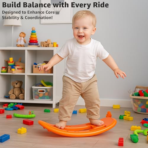 Image of Amazon Brand - Jam & Honey 3-in-1 Puppy Push On Ride On Rocker for Kids | Balancing Board | Backrest | Easy Grip | Four Wheel | Durable and Safe | Lightweight | Animal Theme | 12 Months+ | Orange