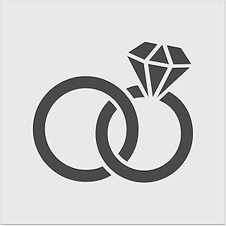 Wedding Rings with Diamond Overlapping Wall Cookie DIY Craft Reusable Stencil - 3.5 Inch