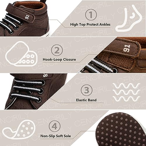 Image of CENCIRILY Baby Boys Girls High Top Sneakers Soft Soles Anti Skid Infant Ankle Shoes Toddler Prewalker First Walking Crib Shoes