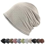 [EAXGO] ニット帽 メンズ 大きいサイズ 【大人のオフ感・軽くて暖かい被り心地】 ビーニー帽 医療用帽子 防寒帽子 ニットキャップ ケア 二重構造 おしゃれ 柔らかい 締め付け感ゼロ 伸縮性 軽量（ライン-ベージュ）