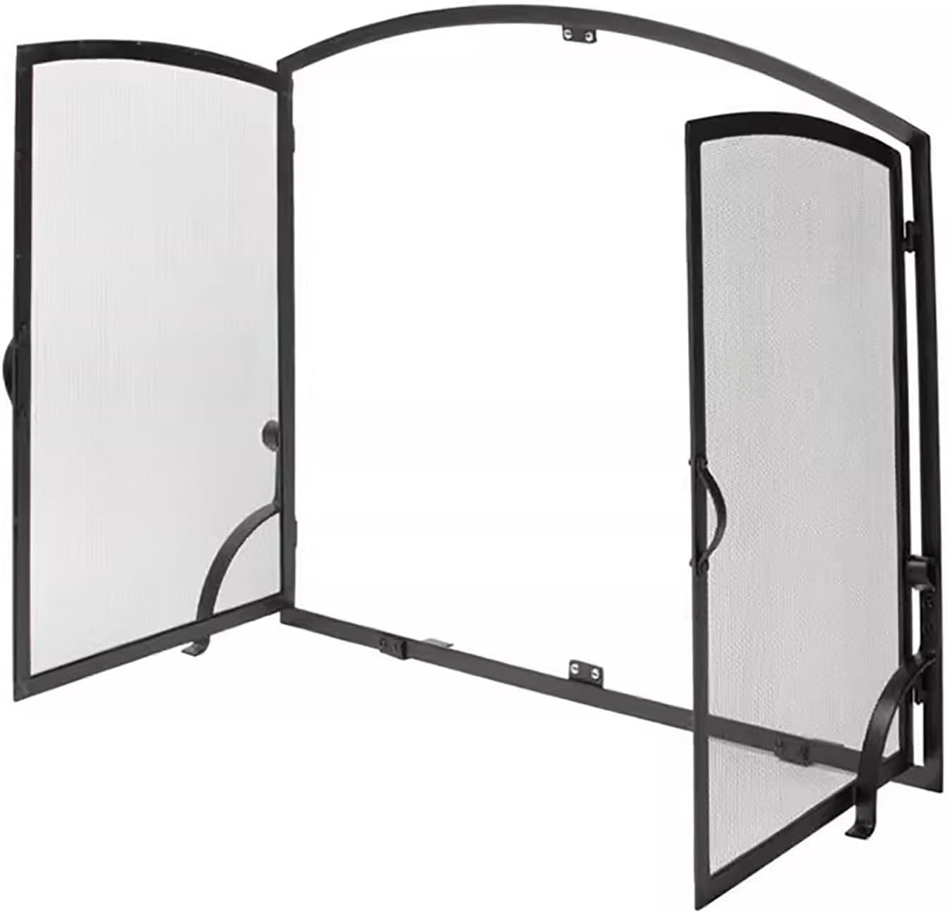 モダンな鉄製暖炉スクリーン メッシュカバー ドア付き 暖炉用シングルパネル暖炉スクリーン 39 X 33 インチ(Black)