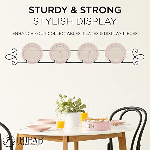 Tripar 4-Place Horizontal Black Plate Rack For Collectible Plates, Plaques, Dishes, & China #TOP4