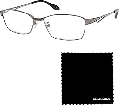 [Mr.JUNKO] ミスタージュンコ 老眼鏡 リーディンググラス ブルーライトカット メタルフレーム +1.00～+2.50 オリジナルメガネ拭きセット MJ-3001R