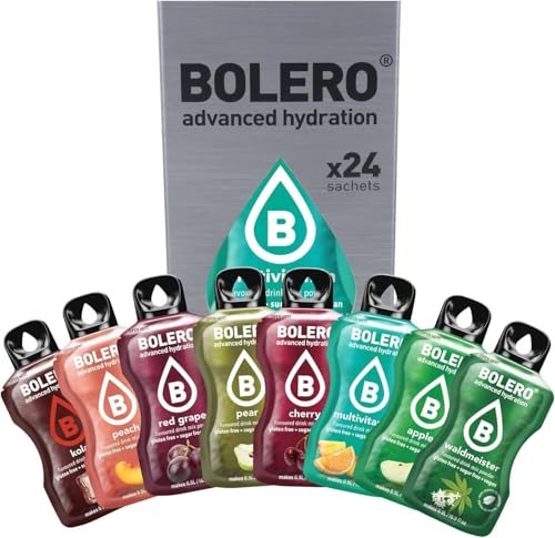 Bolero CLASSIC FLAVORS MIX | 24x3g I Erfrischendes Zuckerfreies Getränkepulver mit Stevia gesüßt | Vitamin C | für Diabetiker geeignet | eine Mischung aus exotischen Fruchtaromen