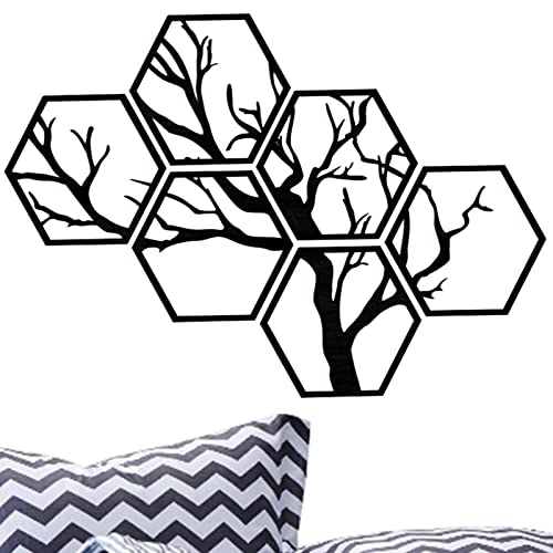 PIGMANA Adhesivos de pared hexagonales, color negro, ramas de empalme 3D, arte de pared hexagonal para despegar y pegar, autoadhesivos, palillo de panal en baño, cocina, pared de arte