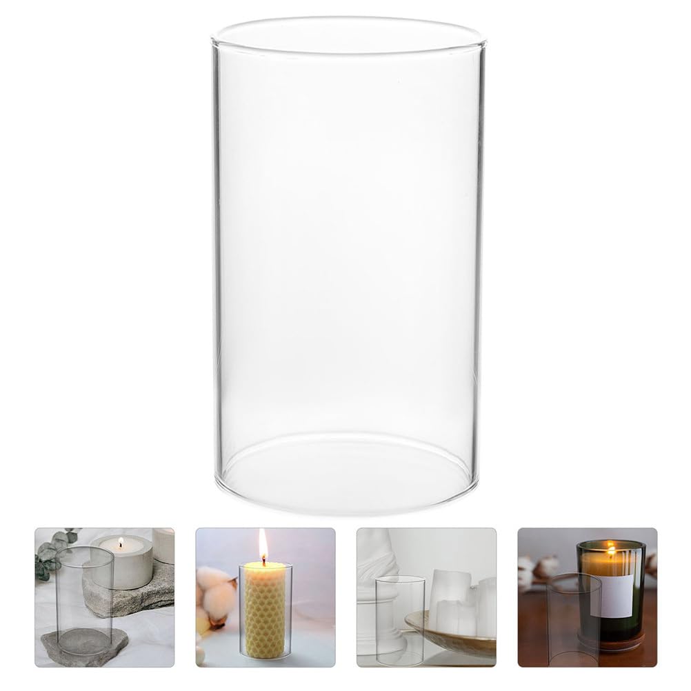 VICASKY Cylinder Hurricane Bottomless Cylindrical Chimney - Glass Cylinder Candle Holder Hurricane Candle Holder Glass, Open Ended Bottomless Cylindrical Glass Lamp Shade Chimney Glass Candle Holder