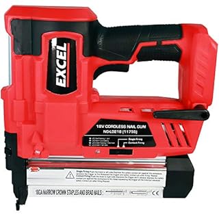 Excel EXL592B 18V Cordless 2nd Fix Nailer with 1 x 2.0Ah Battery Charger & Bag - Firing Speed 60Nails/min - 18ga Staple Size - LED Worklight - Depth Adjustment Wheel