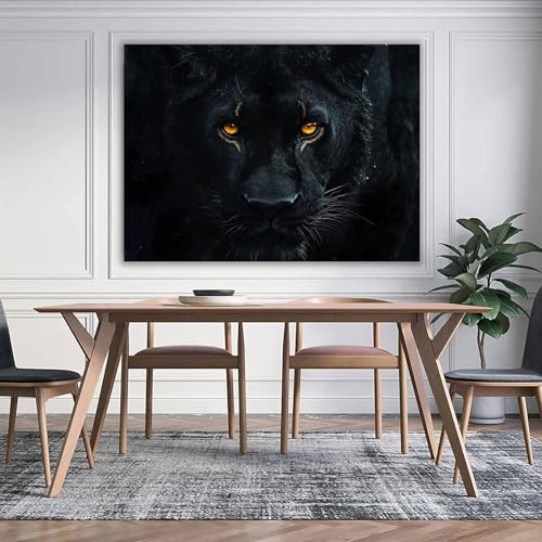 Tableaux muraux lion encadré noir au design moderne et regard intense
