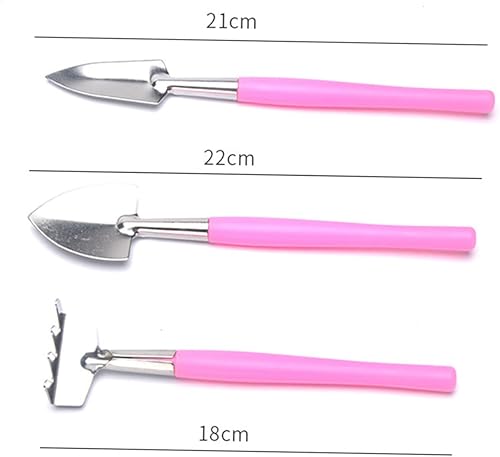 Miniatura 2 de Lurrose Herramienta de jardín práctica, mini rastrillo de pala rosa, mango de plástico antideslizante para maceta, interior y exterior, plantación