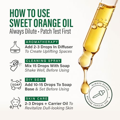 Image of 100% Pure Orange Oil - 4 Fl Oz Orange Essential Oil for Hair, Skin, Diffuser, Aromatherapy & DIY Soap Making Scent
