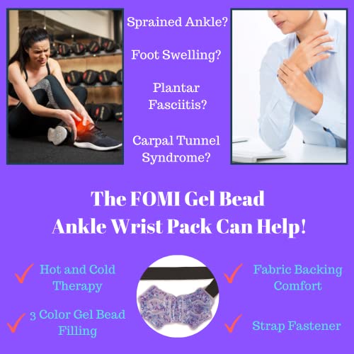 Fomi Ankle Hot Cold Gel Bead Ice Packs | 2 Pack | Cool Compress For Foot, Knee, Elbow, Wrist, Calf, Shin | Swelling, Plantar Fasciitis, Ankle Surgery, Achilles Tendonitis, Sprained Ankle Pain Relief #TOP3
