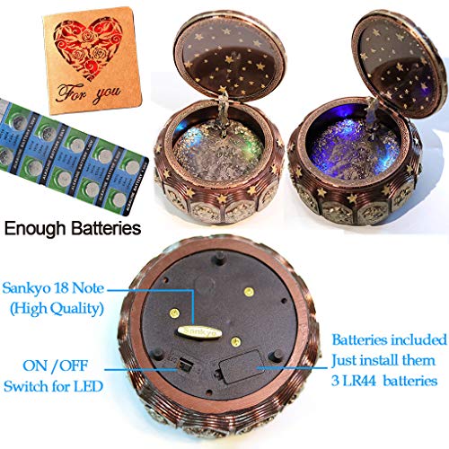 Briskfeel Vintage Music Box With Constellations Rotating Goddess Led Lights Twinkling Resin Carved Mechanism Musical Box With Sankyo 18-Note Wind Up Signs Of The Zodiac Gift For Birthday (A1 Vintage) #TOP4