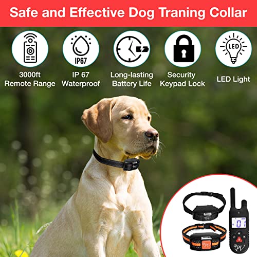 Dog Training Collar For 2 Dogs, 3000 Ft Control Range, Waterproof Electric Collar With Remote For Small Medium And Large Dogs With Led Light, Beep, Shock, Vibration And Keypad Lock Mode Two Pack #TOP6