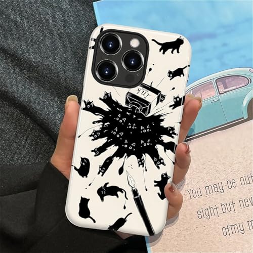 Coque iPhone 13 Pro chat d'encre antichoc en silicone et polycarbonate rigide - 7