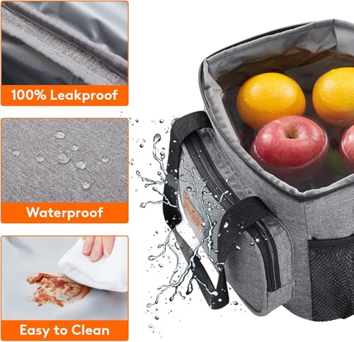 Lifewit Large Lunch Bag Insulated Lunch Box Leakproof Soft Cooler Cooling Tote for Adult Men Women, Waterproof Reusable Lunch Bags for Work Office Outdoor Picnic Camping, Grey, 12-Can (9L) by Lifewit - Image 5