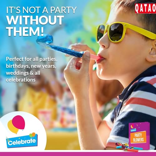 image for Qatao 25pcs Party Blowers,Colourful Noisemakers Party Blowouts Squawke