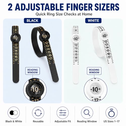 Image of Ring Mandrel Sizer Metal Jewelry Measure Size 1-13 with Rings Finger Gauge Set of 27 Pcs Circle Models Jewelers Sizers Tools