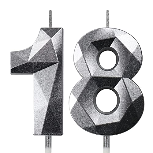 Bougies d'anniversaire 18 ans Bougie Chiffre Argentée Bougies Numéros Décoration Gateau Anniversaire Bougie 18 ans Bougies Anniversaire