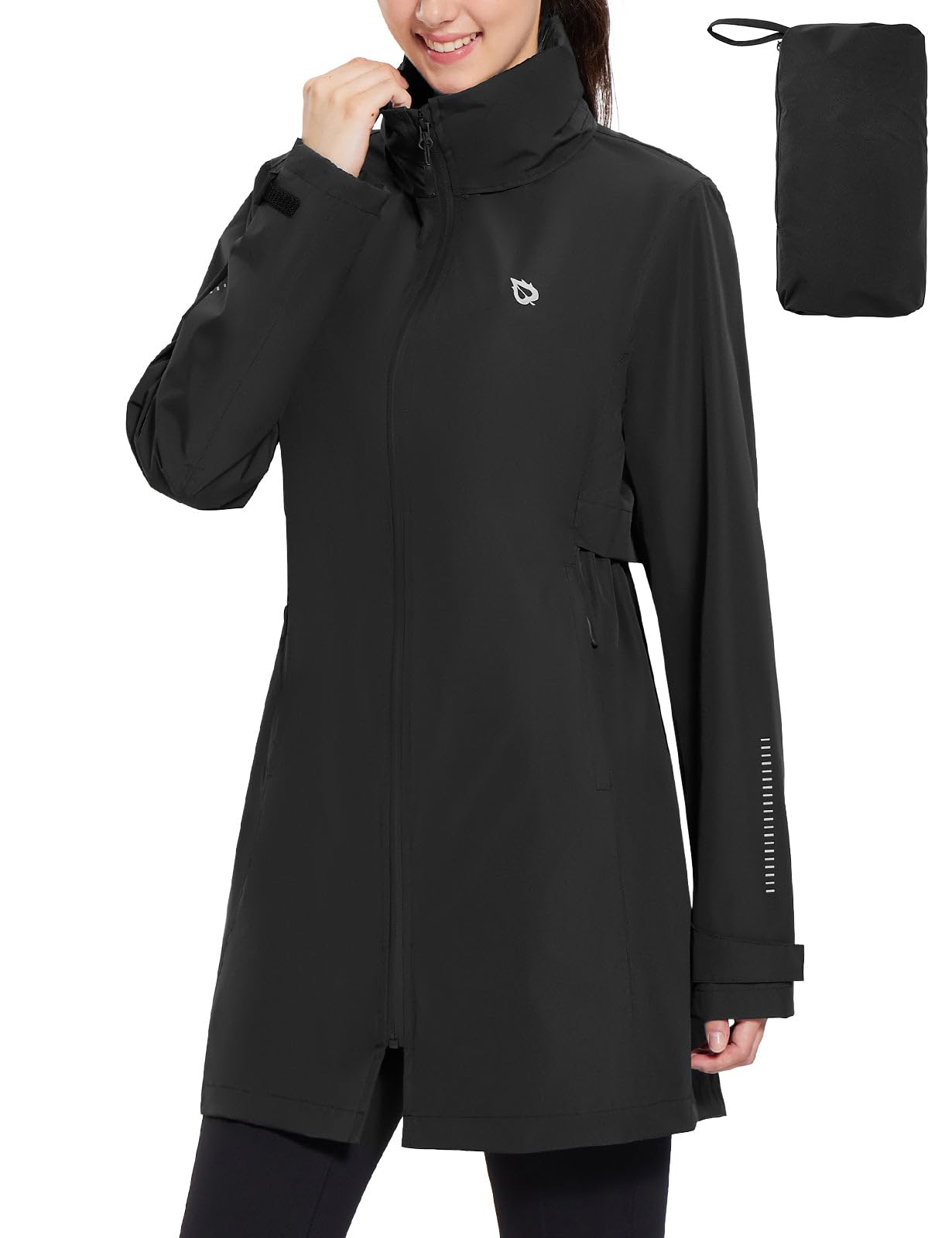 baleaf Women's Long Rain Coat Packable Waterproof Windbreaker