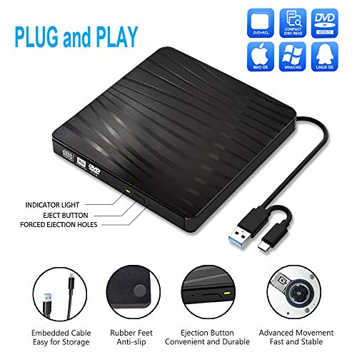 Lectora externa USB 3.0 de DVD portátil Slim miniatura 3