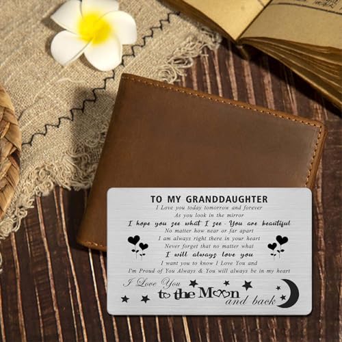 Granddaughter Gifts from Grandma - I Love You To The Moon And Back - Proud Granddaughter Wallet Card from Grandparents, I Love My Granddaughter Gifts4