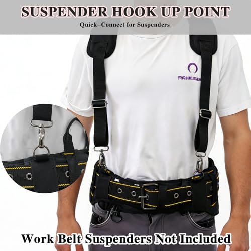 Image of MELOTOUGH Padded Tool Belt for Men with handle strap, Heavy-Duty Work Belt with D ring, Adjustable Waist 36 inch-47 inch for Electrician (Tool Belt Suspenders Not Included)