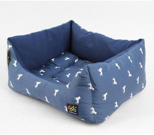 Alphadog Series Dog&cat Square Canvas Cushion Bed(Medium, Blue)