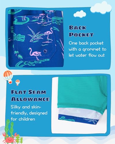 Image of SURF CUZ Boys Swim Trunks with Boxer Brief Liner Toddler Boy Stretch Swimsuit Shorts Quick Dry Swimming Trunks Bathing Suit