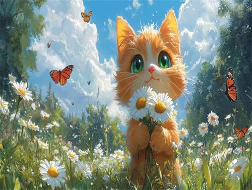 Peinture diamant 5D anti-stress kit complet chat et plantes pour se détendre