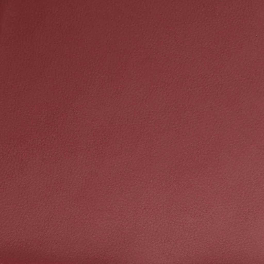 Sillón Cuero Sintético Rojo Tinto 61x78x80 cm | Respaldo Inclinado, Estructura Metal, Asiento Acolchado Grueso, Incluye Taburete